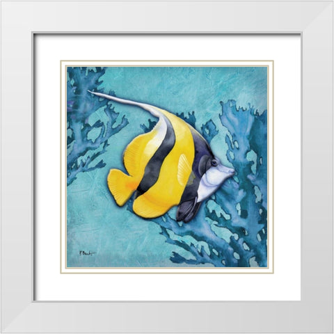 Azure Tropical Fish II White Modern Wood Framed Art Print with Double Matting by Brent, Paul