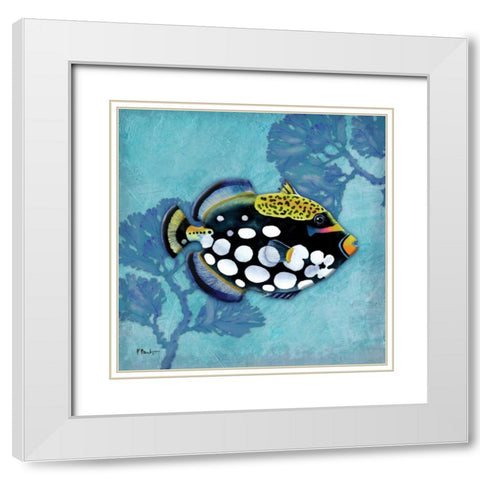 Azure Tropical Fish III White Modern Wood Framed Art Print with Double Matting by Brent, Paul