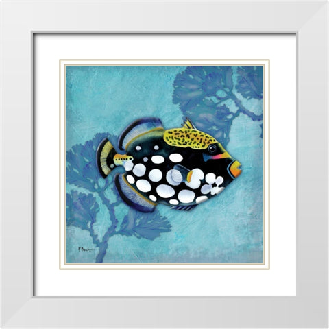 Azure Tropical Fish III White Modern Wood Framed Art Print with Double Matting by Brent, Paul