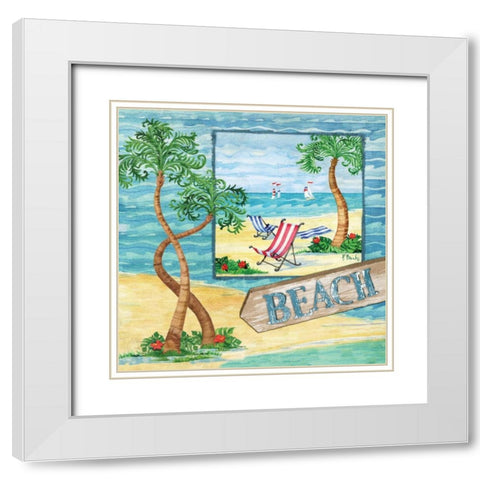Whimsy Bay Collage II White Modern Wood Framed Art Print with Double Matting by Brent, Paul