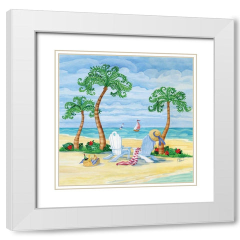 Whimsy Bay Chairs I White Modern Wood Framed Art Print with Double Matting by Brent, Paul