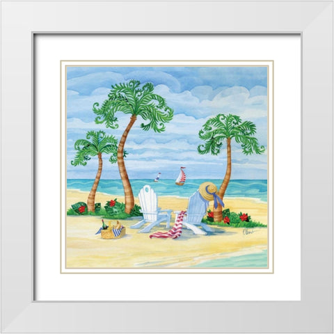 Whimsy Bay Chairs I White Modern Wood Framed Art Print with Double Matting by Brent, Paul