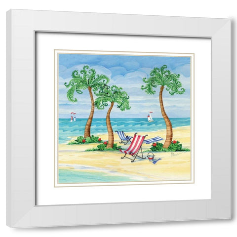 Whimsy Bay Chairs II White Modern Wood Framed Art Print with Double Matting by Brent, Paul