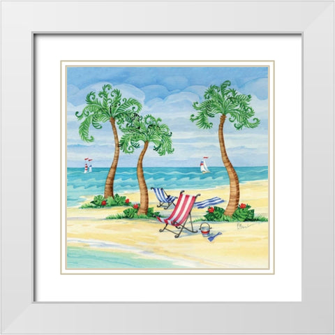 Whimsy Bay Chairs II White Modern Wood Framed Art Print with Double Matting by Brent, Paul