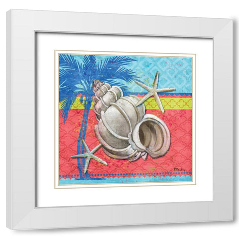 Pacific Shells I White Modern Wood Framed Art Print with Double Matting by Brent, Paul