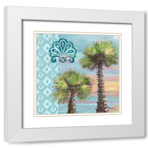 Palm Duo Collage I White Modern Wood Framed Art Print with Double Matting by Brent, Paul