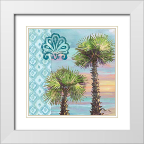 Palm Duo Collage I White Modern Wood Framed Art Print with Double Matting by Brent, Paul