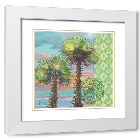 Palm Duo Collage II White Modern Wood Framed Art Print with Double Matting by Brent, Paul