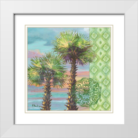 Palm Duo Collage II White Modern Wood Framed Art Print with Double Matting by Brent, Paul