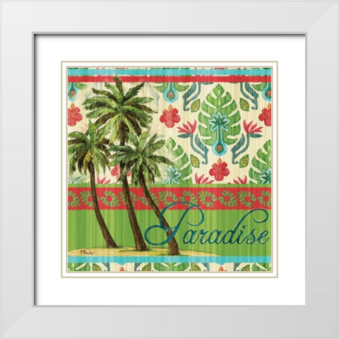 Tropical Ikat Palm I White Modern Wood Framed Art Print with Double Matting by Brent, Paul