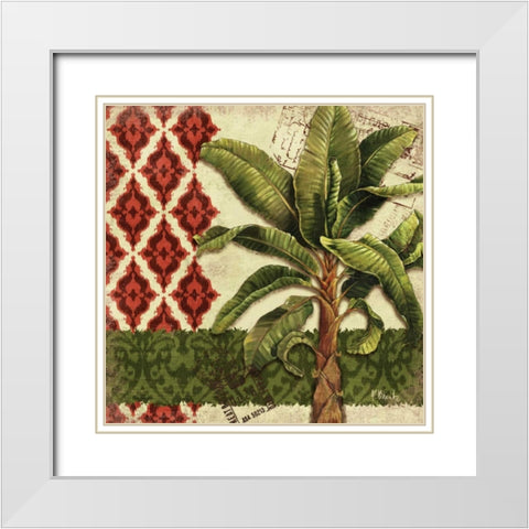 Thai Palm I White Modern Wood Framed Art Print with Double Matting by Brent, Paul