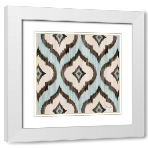 Blue Ikat I White Modern Wood Framed Art Print with Double Matting by Brent, Paul