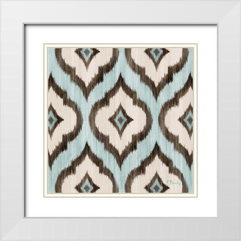 Blue Ikat I White Modern Wood Framed Art Print with Double Matting by Brent, Paul