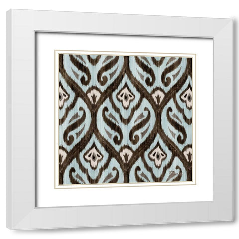 Blue Ikat II White Modern Wood Framed Art Print with Double Matting by Brent, Paul