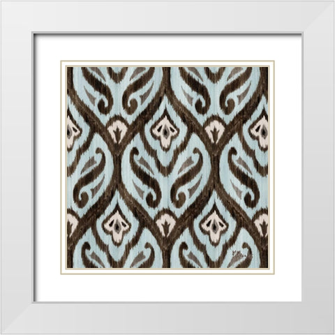 Blue Ikat II White Modern Wood Framed Art Print with Double Matting by Brent, Paul