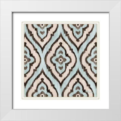 Blue Ikat III White Modern Wood Framed Art Print with Double Matting by Brent, Paul