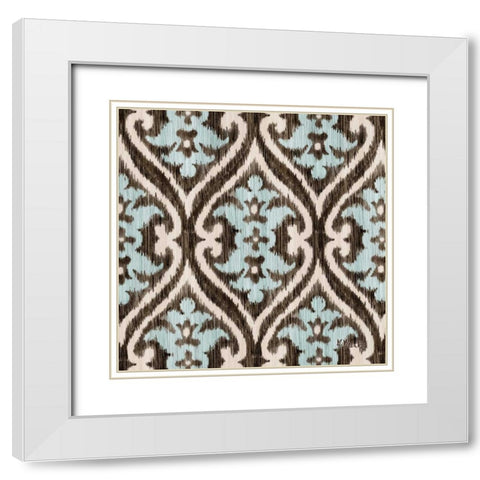 Blue Ikat IV White Modern Wood Framed Art Print with Double Matting by Brent, Paul