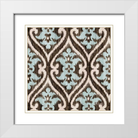 Blue Ikat IV White Modern Wood Framed Art Print with Double Matting by Brent, Paul