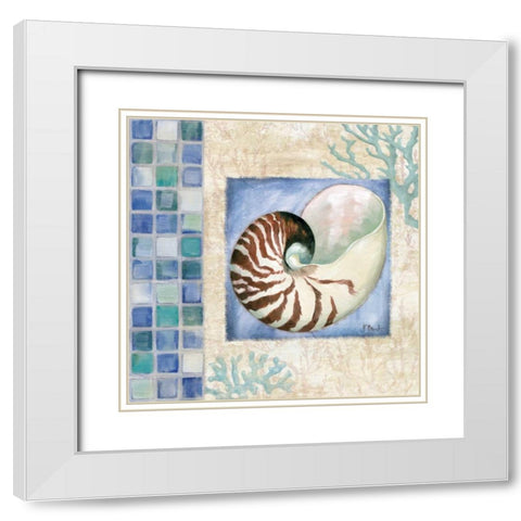 Mosaic Shell Collage V White Modern Wood Framed Art Print with Double Matting by Brent, Paul