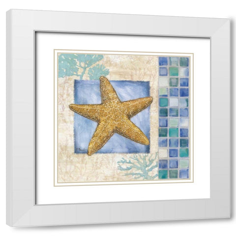 Mosaic Shell Collage VI White Modern Wood Framed Art Print with Double Matting by Brent, Paul