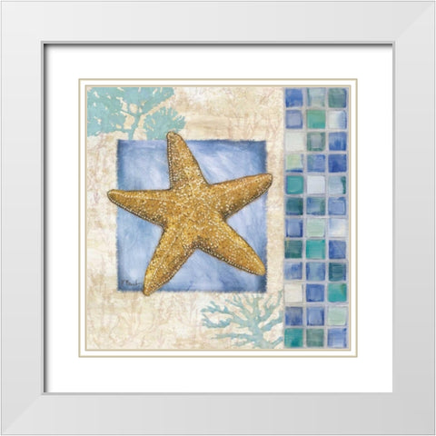 Mosaic Shell Collage VI White Modern Wood Framed Art Print with Double Matting by Brent, Paul