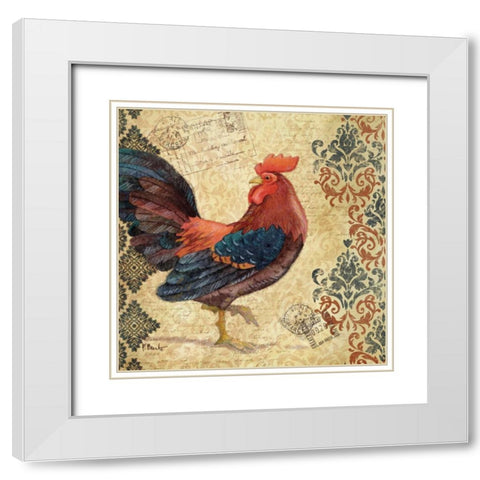 Gourmet Rooster I White Modern Wood Framed Art Print with Double Matting by Brent, Paul