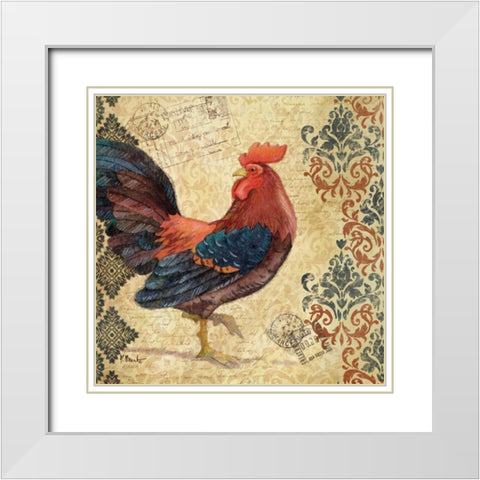 Gourmet Rooster I White Modern Wood Framed Art Print with Double Matting by Brent, Paul