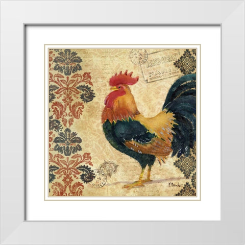 Gourmet Rooster II White Modern Wood Framed Art Print with Double Matting by Brent, Paul