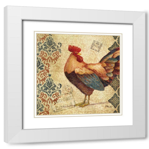 Gourmet Rooster IV White Modern Wood Framed Art Print with Double Matting by Brent, Paul