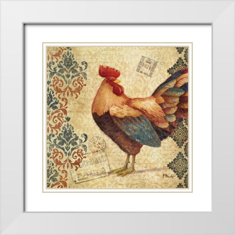 Gourmet Rooster IV White Modern Wood Framed Art Print with Double Matting by Brent, Paul