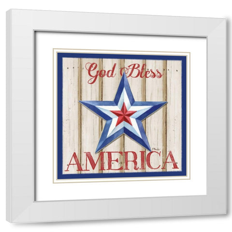 Patriotic Barn Star II White Modern Wood Framed Art Print with Double Matting by Brent, Paul