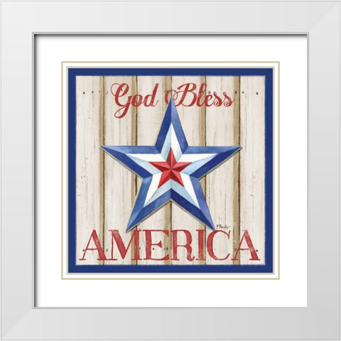 Patriotic Barn Star II White Modern Wood Framed Art Print with Double Matting by Brent, Paul