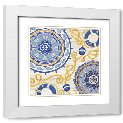 Nautical Suzani I White Modern Wood Framed Art Print with Double Matting by Brent, Paul
