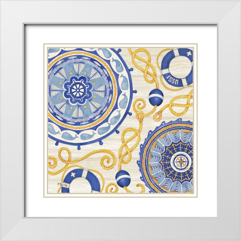 Nautical Suzani I White Modern Wood Framed Art Print with Double Matting by Brent, Paul