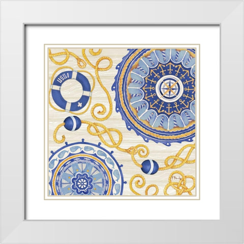 Nautical Suzani II White Modern Wood Framed Art Print with Double Matting by Brent, Paul