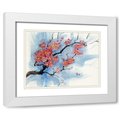 Cherry Blossoms I White Modern Wood Framed Art Print with Double Matting by Brent, Paul