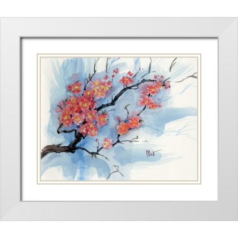 Cherry Blossoms I White Modern Wood Framed Art Print with Double Matting by Brent, Paul