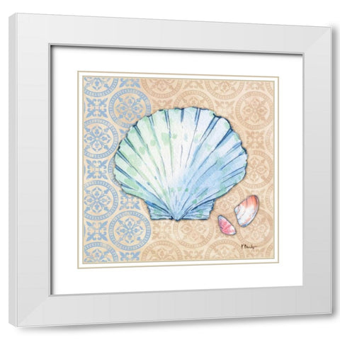 Serene Seashells I White Modern Wood Framed Art Print with Double Matting by Brent, Paul