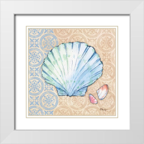 Serene Seashells I White Modern Wood Framed Art Print with Double Matting by Brent, Paul