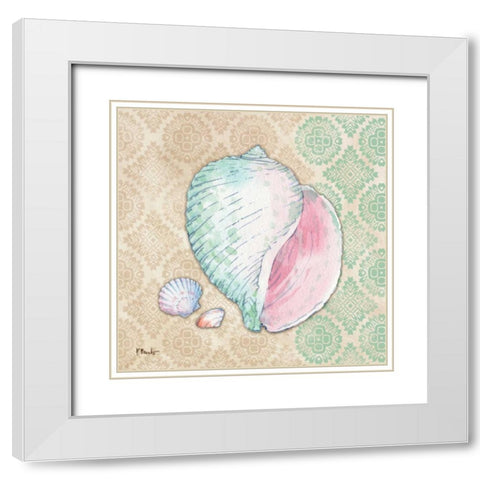 Serene Seashells II White Modern Wood Framed Art Print with Double Matting by Brent, Paul