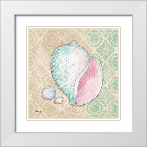 Serene Seashells II White Modern Wood Framed Art Print with Double Matting by Brent, Paul