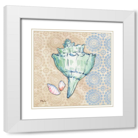 Serene Seashells IV White Modern Wood Framed Art Print with Double Matting by Brent, Paul