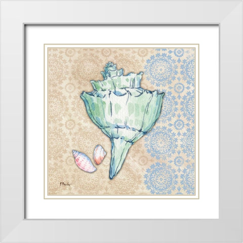 Serene Seashells IV White Modern Wood Framed Art Print with Double Matting by Brent, Paul