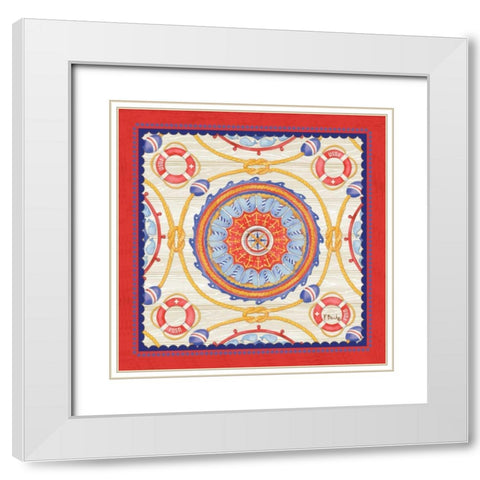 Red Nautical Suzani II White Modern Wood Framed Art Print with Double Matting by Brent, Paul