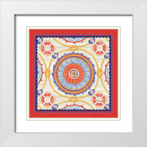 Red Nautical Suzani II White Modern Wood Framed Art Print with Double Matting by Brent, Paul