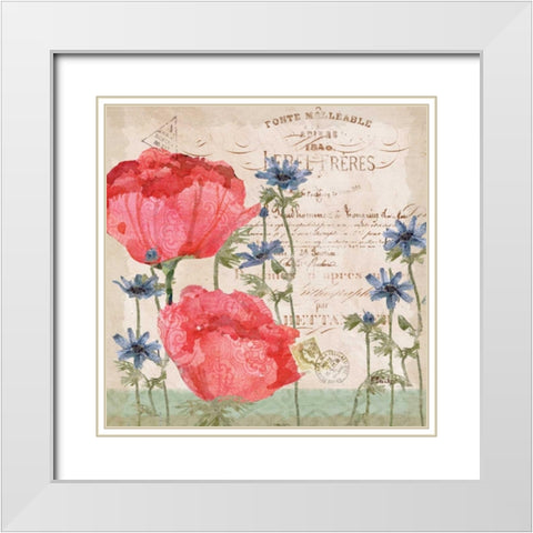 Parisian Peonies I White Modern Wood Framed Art Print with Double Matting by Brent, Paul