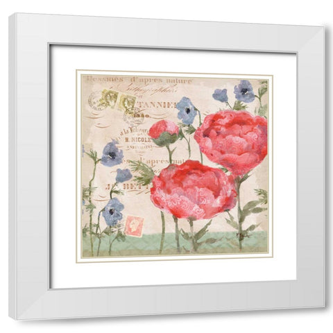 Parisian Peonies II White Modern Wood Framed Art Print with Double Matting by Brent, Paul