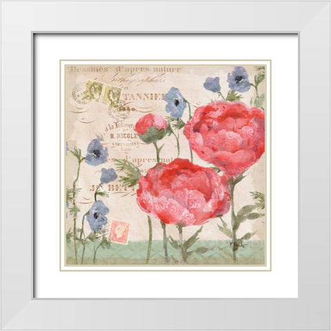 Parisian Peonies II White Modern Wood Framed Art Print with Double Matting by Brent, Paul