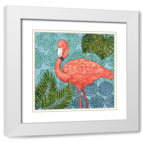 Bahama Flamingo II White Modern Wood Framed Art Print with Double Matting by Brent, Paul
