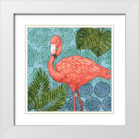 Bahama Flamingo II White Modern Wood Framed Art Print with Double Matting by Brent, Paul